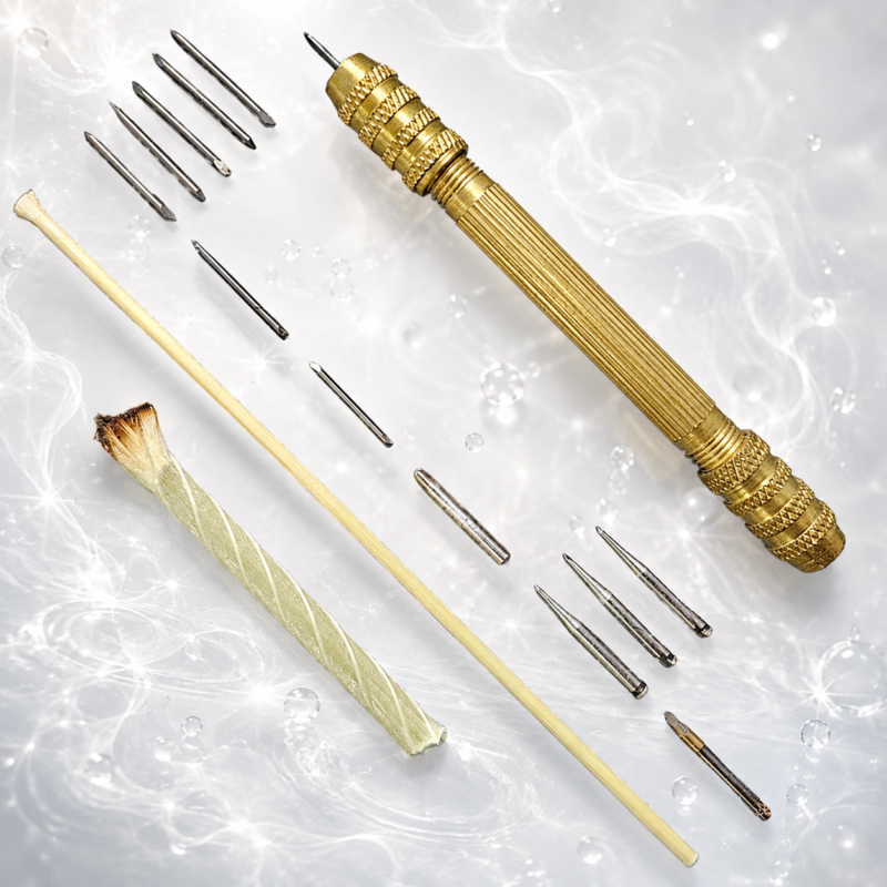 Instrumentu komplekts profesionālai monētu un arheoloģisko priekšmetu restaurācijai. (16 vienības)