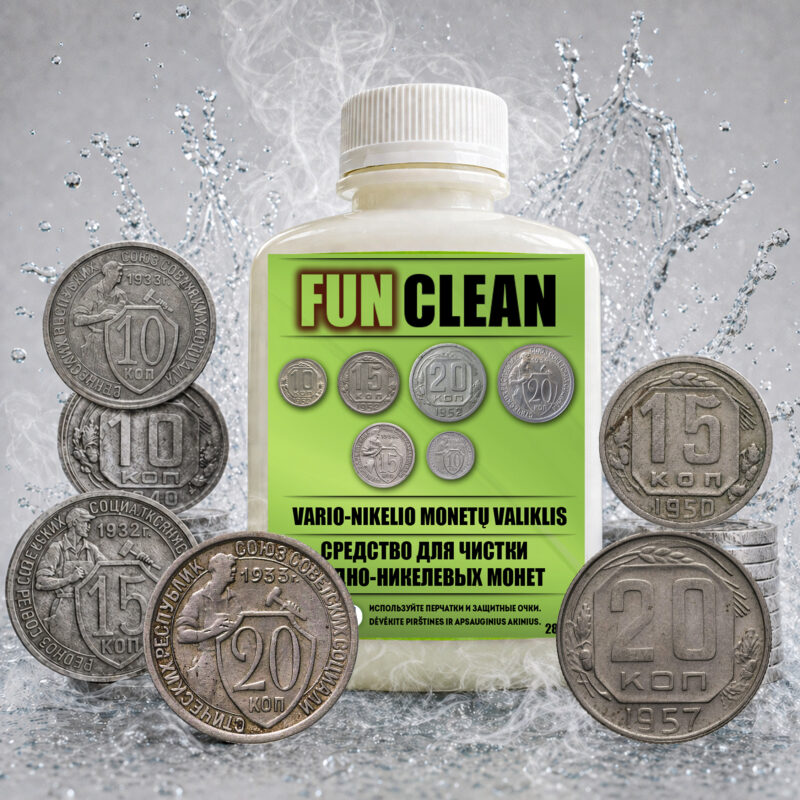 Vario-nikelio monetų valiklis – 280 ml. + žalvarinis šepetėlis.