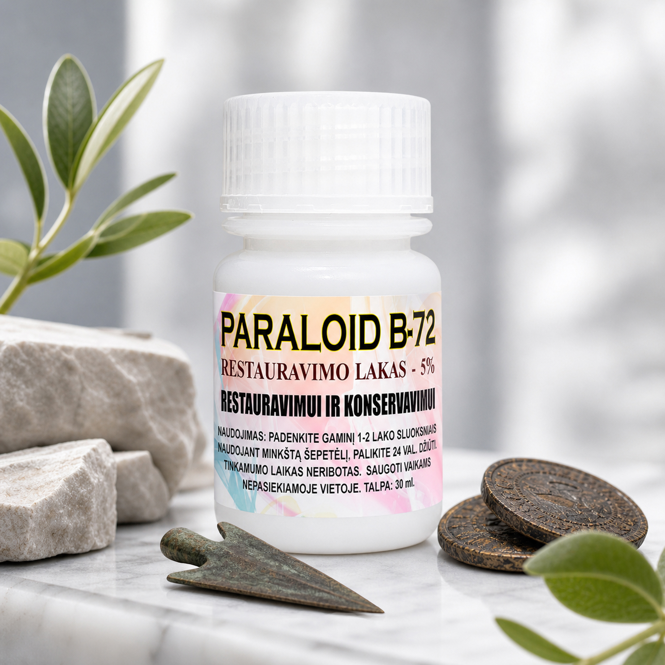 Paraloid B72 restaureerimislakk 5% - 30 ml (müntide säilitamiseks)
