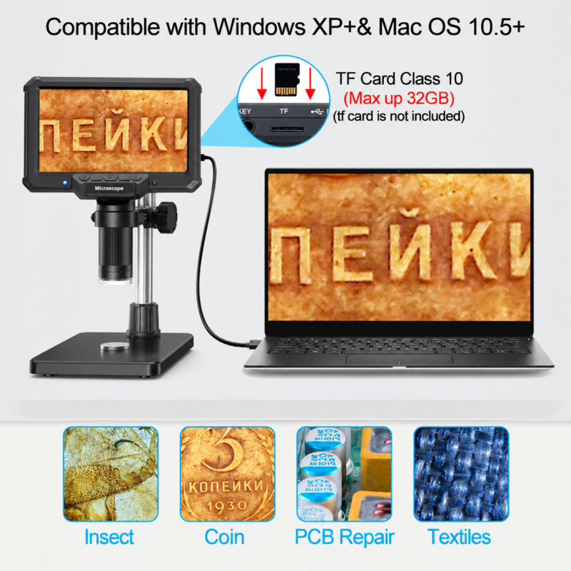 Hayve 7 — цифровой микроскоп IPS 1200X, 16 МП, USB, с большим экраном