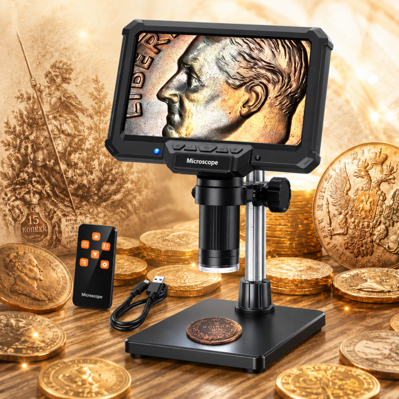 Цифровой микроскоп Hayve 7 —  IPS 1200X, 16 МП, USB, с большим экраном.
