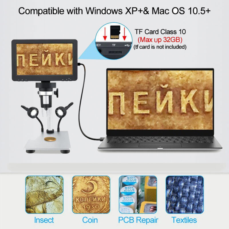 Цифровой микроскоп HAYVE с 7-дюймовым LCD-экраном для механической чистки монет. — изображение 3